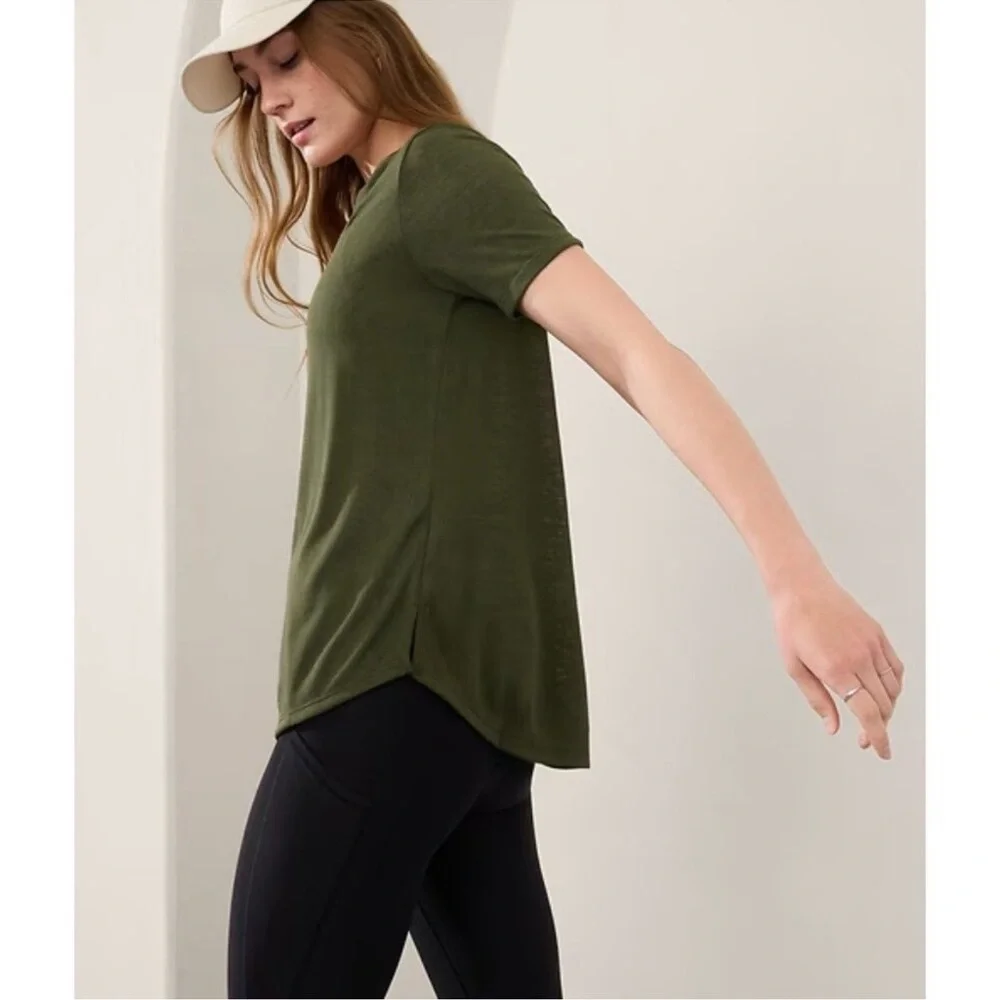 Athleta Olive Green Short Sleeve Tee - Picture 3 of 12